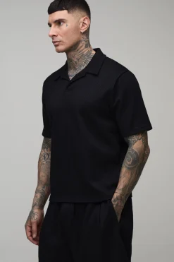 boohooMAN Ensemble Polo Ample Plissé À Col Revere Et Bermuda Tall<Homme Tout Afficher|Survêtements