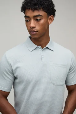 boohooMAN Ensemble Polo À Col Boutonné Et Short En Tissu Gaufré Coupe Regular<Homme Survêtements