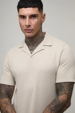 Ensemble Polo Col Cubain Et Short Ajusté Effet Gaufré Coupe Tall