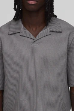 boohooMAN Ensemble Polo À Col Revers Plissé Ample Et Short Baggy<Homme Tout Afficher|Ensembles Grandes Tailles
