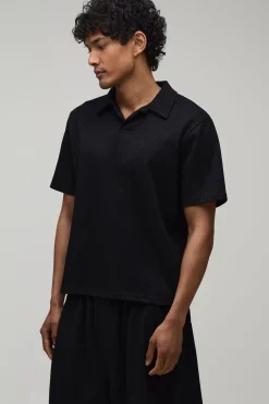 boohooMAN Ensemble Polo À Col Revers Plissé Coupe Ample Et Short Bermuda<Homme Survêtements Grande Taille|Tout Afficher