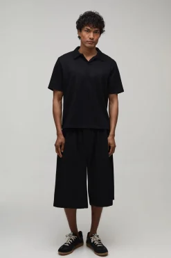 boohooMAN Ensemble Polo À Col Revers Plissé Coupe Ample Et Short Bermuda<Homme Survêtements Grande Taille|Tout Afficher