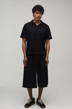 boohooMAN Ensemble Polo À Col Revers Plissé Coupe Ample Et Short Bermuda<Homme Survêtements Grande Taille|Tout Afficher