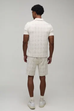 Ensemble Polo À Col Zippé Et Short Ajusté À Carreaux Bouclé