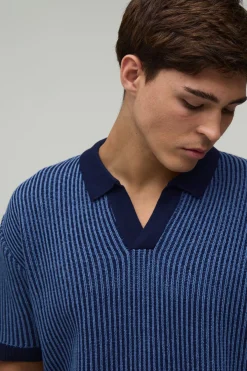 boohooMAN Ensemble Polo Et Short Côtelé Décontracté À Col En V<Homme Maille|Mailles