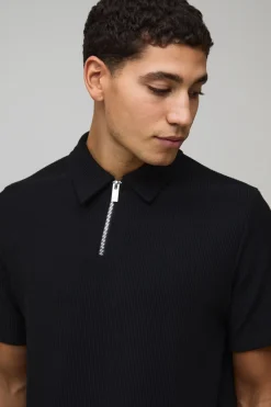 boohooMAN Ensemble Polo et Short en Jersey Côtelé Coupe Ajustée<Homme Ensembles|Survêtements