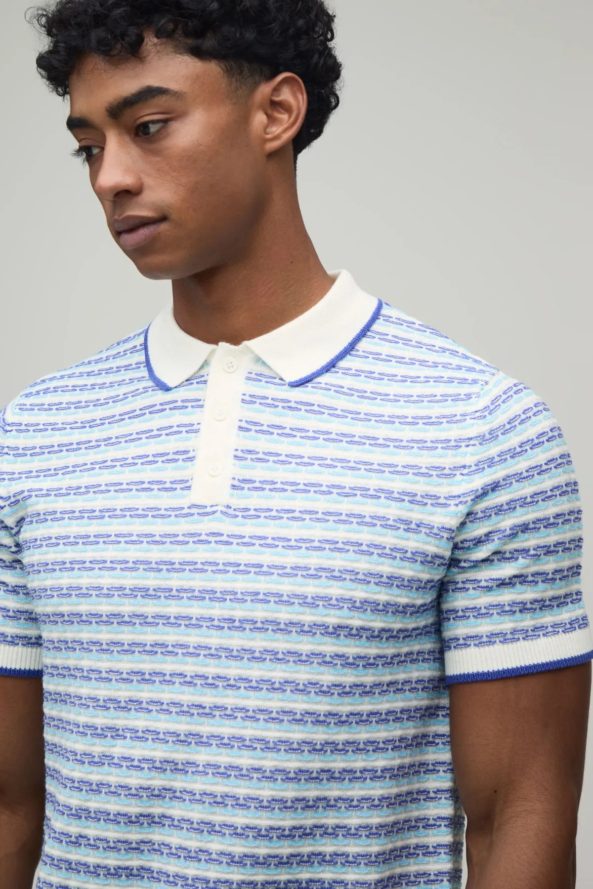 boohooMAN Ensemble Polo Et Short En Maille Ajourée À Rayures Coupe Regular<Homme Maille|Mailles