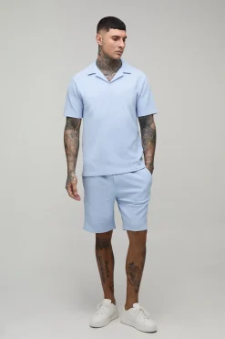boohooMAN Ensemble Polo À Manches Courtes Et Short En Jersey Chevron Coupe Regular Tall<Homme Ensembles|Tout Afficher