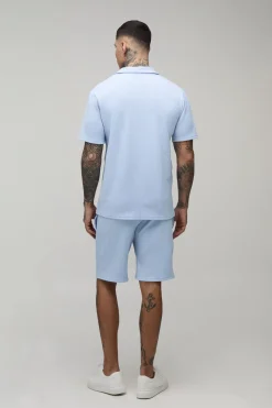 boohooMAN Ensemble Polo À Manches Courtes Et Short En Jersey Chevron Coupe Regular Tall<Homme Ensembles|Tout Afficher