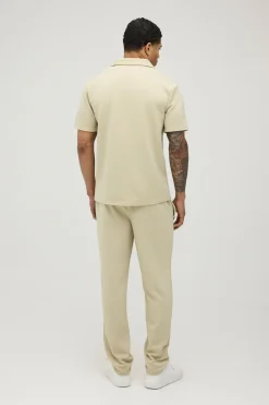 Ensemble Polo À Manches Courtes En Jersey Chevrons Et Pantalon Fuselé