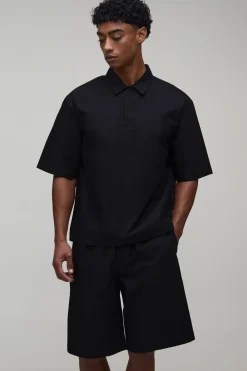 Ensemble Polo Oversize À Patte De Boutonnage Dissimulée Et Short Ample En Coton