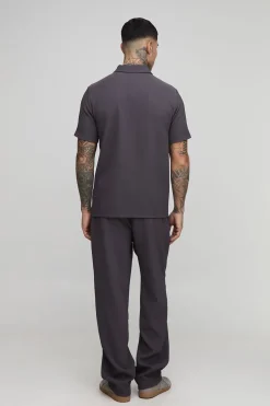 boohooMAN Ensemble polo à plis, coupe régulière pour personnes de grande taille, et pantalon fuselé<Homme Tout Afficher|Tenues De Soirée Tall