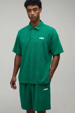 boohooMAN Ensemble Polo Éponge Oversize Et Short Ample<Homme Survêtements