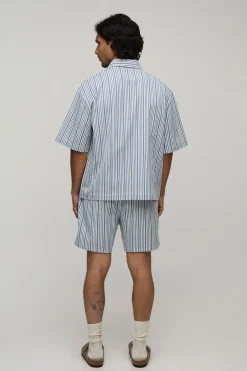 boohooMAN Ensemble Polo Rayé À Manches Courtes Oversize Et Short<Homme Ensembles|Tout Afficher