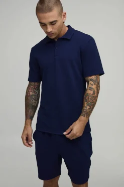 Ensemble Polo Slim À Chevrons En Jersey Manches Courtes Et Short