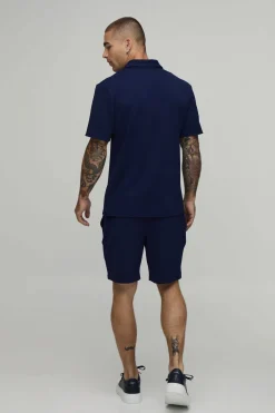 Ensemble Polo Slim À Chevrons En Jersey Manches Courtes Et Short