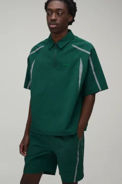Ensemble Polo Surdimensionné En Nylon Avec Panneaux Réfléchissants Et Short Décontracté