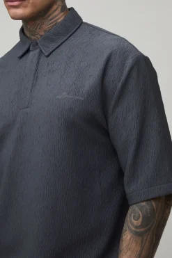 boohooMAN Ensemble Polo Texturé Ondulé Oversize Et Short Long Coupe Décontractée Pour Homme Grand<Homme Ensembles|Tout Afficher
