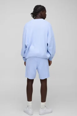 boohooMAN Ensemble pull et short tricotés BM Fluffy à coupe boxy<Homme Maille|Mailles