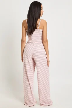 boohoo Ensemble Pyjama Caraco Et Pantalon En Jersey Côtelé Rayé Doux<Femme Pyjamas