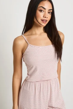 boohoo Ensemble Pyjama Caraco Et Pantalon En Jersey Côtelé Rayé Doux<Femme Pyjamas