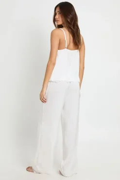 Ensemble Pyjama Caraco et Pantalon à Bordure de Dentelle Cils