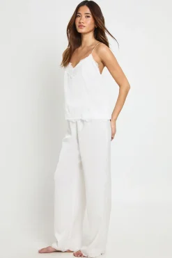 Ensemble Pyjama Caraco et Pantalon à Bordure de Dentelle Cils