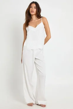 Ensemble Pyjama Caraco et Pantalon à Bordure de Dentelle Cils