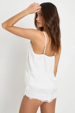 boohoo Ensemble Pyjama Caraco et Short à Bordure Dentelle Cils<Femme Satin Et Dentelle|Pyjamas