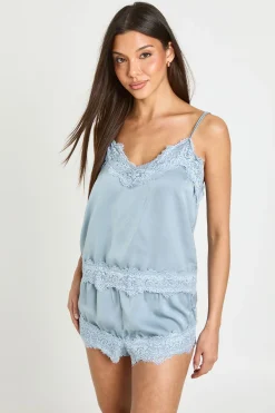 Ensemble Pyjama Caraco Et Short À Bordure En Dentelle Cils