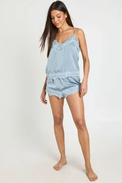 Ensemble Pyjama Caraco Et Short À Bordure En Dentelle Cils