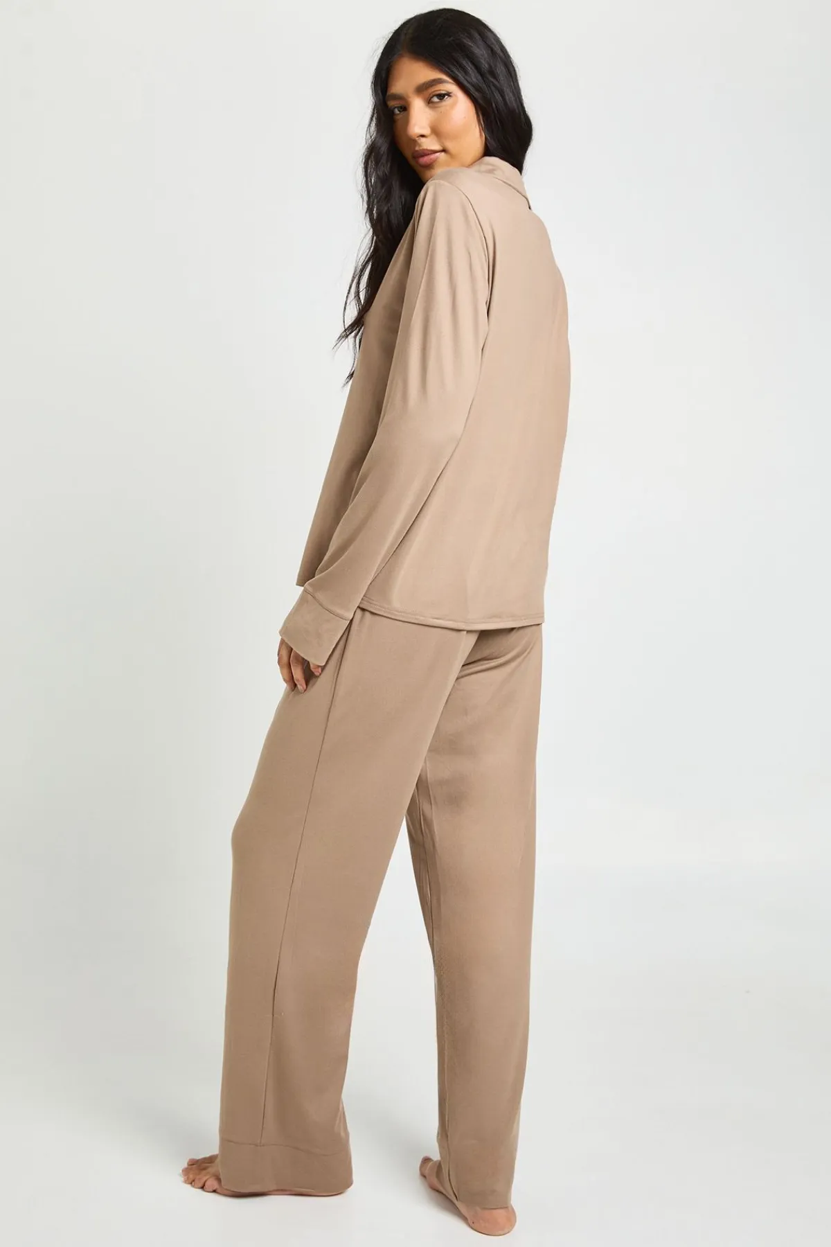 boohoo Ensemble Pyjama Chemise Boutonnée Et Pantalon Tall En Jersey Doux<Femme Pyjamas