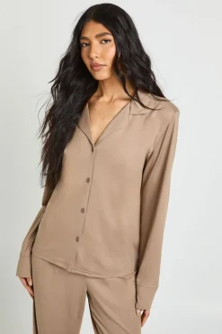 boohoo Ensemble Pyjama Chemise Boutonnée Et Pantalon Tall En Jersey Doux<Femme Pyjamas