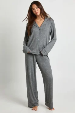 Ensemble Pyjama Chemise Boutonnée Et Pantalon En Jersey Doux