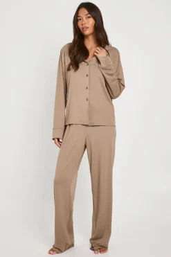 Ensemble Pyjama Chemise Boutonnée Et Pantalon En Jersey Doux