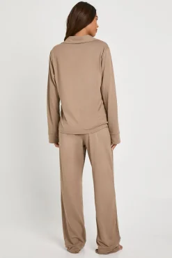 Ensemble Pyjama Chemise Boutonnée Et Pantalon En Jersey Doux