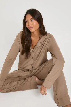 Ensemble Pyjama Chemise Boutonnée Et Pantalon En Jersey Doux
