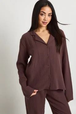 Ensemble Pyjama Chemise Et Pantalon À Manches Longues En Mousseline