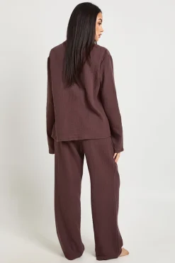 Ensemble Pyjama Chemise Et Pantalon À Manches Longues En Mousseline