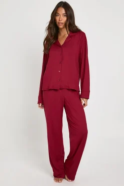 boohoo Ensemble Pyjama Chemise Et Pantalon À Boutons En Jersey Doux<Femme Pyjamas