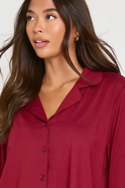 boohoo Ensemble Pyjama Chemise Et Pantalon À Boutons En Jersey Doux<Femme Pyjamas