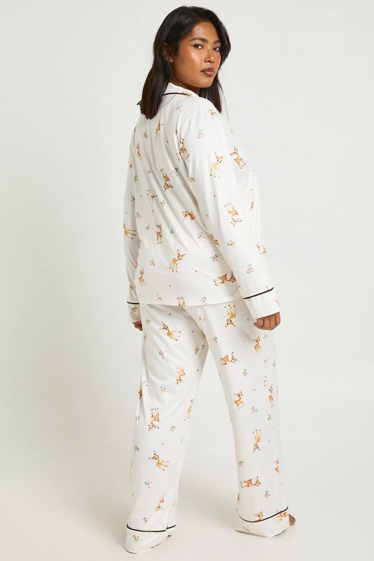 boohoo Ensemble Pyjama Chemise Et Pantalon À Manches Longues Imprimé Cerf Grande Taille<Femme Pyjamas