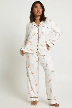 boohoo Ensemble Pyjama Chemise Et Pantalon À Manches Longues Imprimé Cerf Grande Taille<Femme Pyjamas
