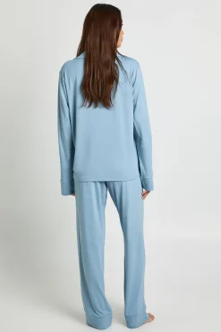 boohoo Ensemble pyjama chemise et pantalon en toucher doux avec chemise boutonnée<Femme Pyjamas