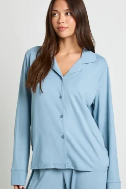 boohoo Ensemble pyjama chemise et pantalon en toucher doux avec chemise boutonnée<Femme Pyjamas