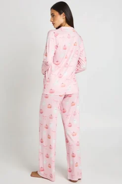 boohoo Ensemble Pyjama Chemise Et Pantalon À Manches Longues Imprimé Citrouilles Et Fantômes<Femme Pyjamas