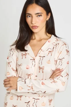 Ensemble Pyjama Chemise Et Pantalon À Manches Longues Imprimé Espresso Martini
