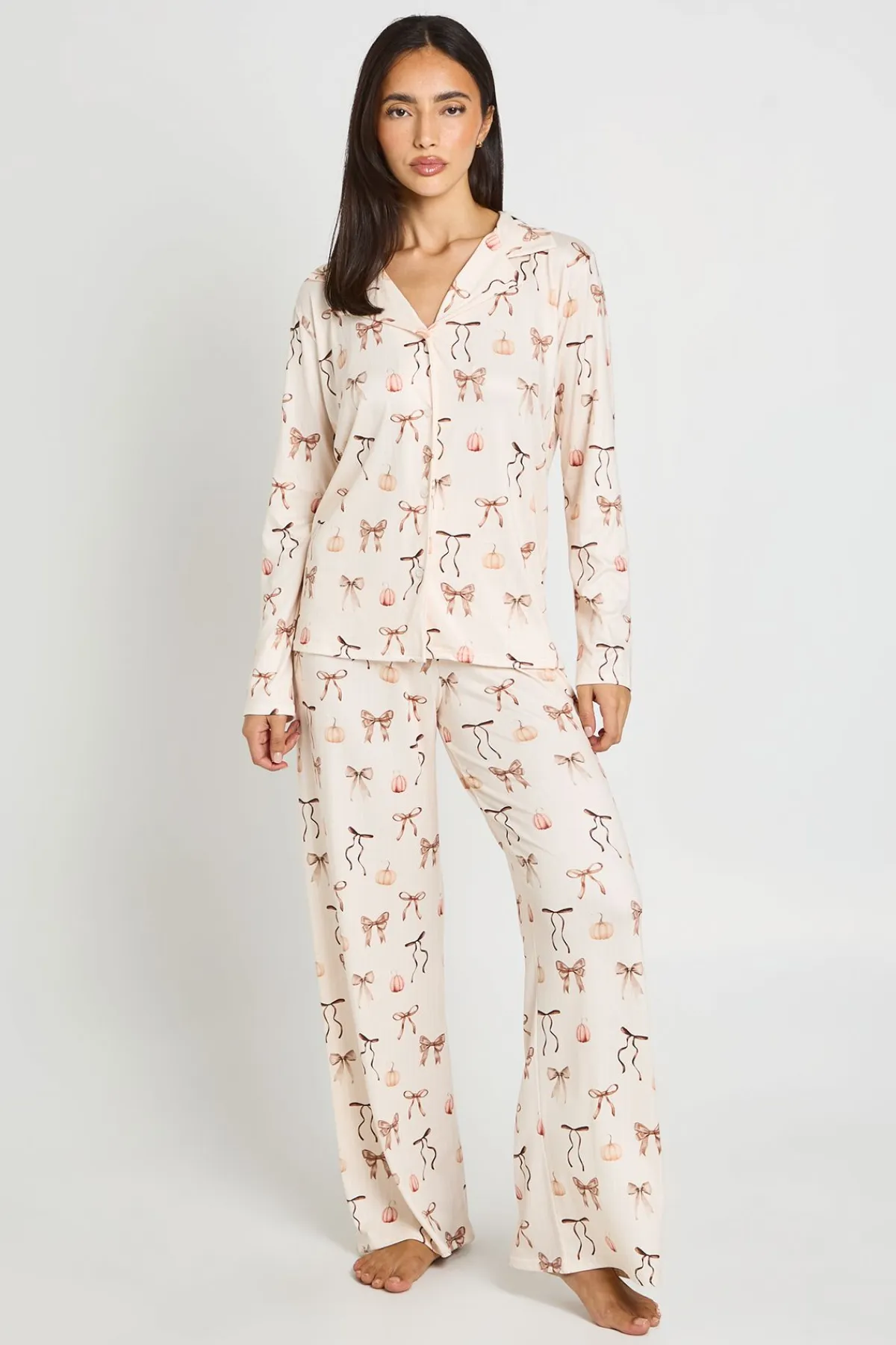Ensemble Pyjama Chemise Et Pantalon À Manches Longues Imprimé Espresso Martini