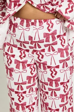 Ensemble Pyjama Chemise À Manches Longues Et Pantalon Imprimé Nœuds Grande Taille