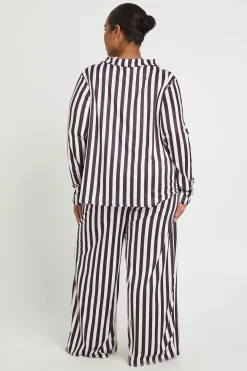 Ensemble pyjama chemise à manches longues à rayures Plus et pantalon